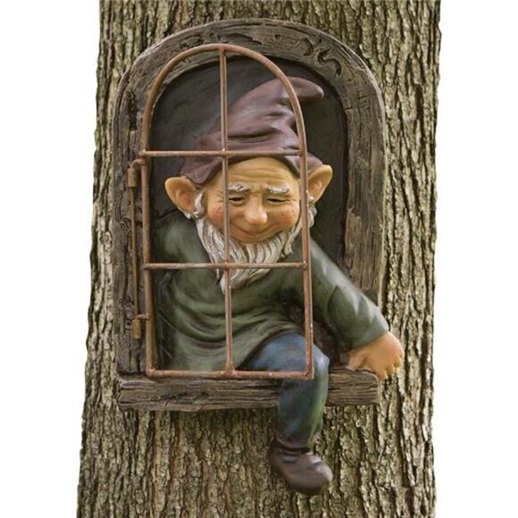 12-inch Elf Out The Door Tree Hugger - Yard Decorations-Whimsical Tree Sculpture - Picture 8 of 8